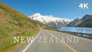 Scenic Driving in South Island, New Zealand | Lake and Mountain Views | 4K