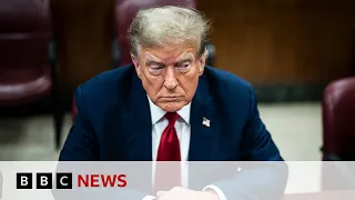 Donald Trump in court for historic hush-money trial | BBC News