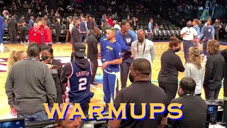 📺 Kevin Durant and Stephen Curry up close at Barclays Center, warmups b4 Warriors-Nets [latepost]