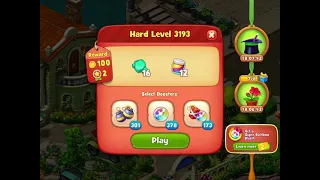 Gardenscapes Level 3193 With No Boosters - Hard Level - Investigation In The Park