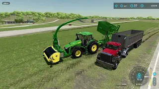 Emptying the silo bunker,harvesting grass silage  Elmcreek Farming simulator 22 Timelapse #45 #viral