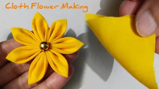 Diy: How to make an adorable fabric flower in just 2 minutes! Easy Tricks Cloth Flower Making/Flower
