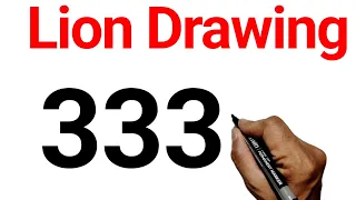 Lion Drawing with 3333 Number l Lion Drawing Art l Lion Drawing Tutorial l Easy Lion Drawing l