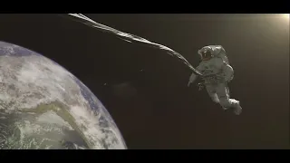 4K Astronaut floating in space with earth in background | Stock Video Footage