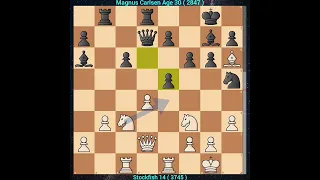 Insane Moves ! | Stockfish 14 (3745) vs. Magnus Carlsen Age 30 (2847)