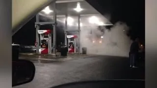 Woman caught on fire at gas station