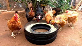 Increíble Idea !!! Comedero para aves,🐥🐓🦃🦆 el mas resistente y fácil de hacer de llanta reciclada ♻.