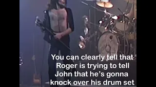 Roger Taylor destroying his drum set￼