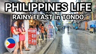 NICE WET EXPERIENCE | WALKING RAINY FEAST OF TONDO MANILA Philippines [4K] 🇵🇭