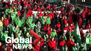 Belgian unions protest for wage increases in Brussels