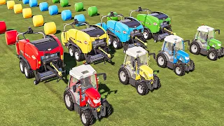 Mini Tractor of Colors! Transport Hay Bales w/ Electric Tractor! Grass Mowing, Baling and Load! FS19