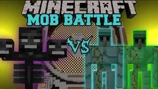 Diamond Golem and Emerald Golem Vs. Wither Boss - Minecraft Mob Battles - Golem World Mod Battle
