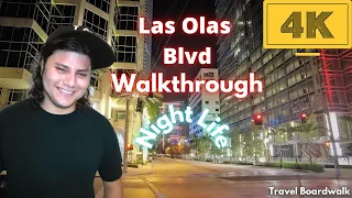 Las Olas Boulevard | Downtown Fort Lauderdale Walkthrough | Night Life In South Florida (4k)