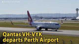 Qantas Airways (VH-VYK) departing Perth Airport on RW03.