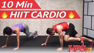 10 Min HIIT Cardio Workout for Fat Loss - High Intensity Workout at Home for Women Men No Equipment