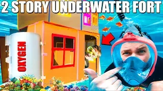 2 STORY UNDERWATER BOX FORT CHALLENGE!!