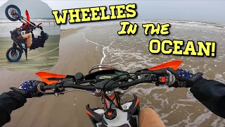 Supermoto Can Wheelie on the BEACH!? + Exploring Galveston, Texas!