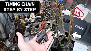 KIA OPTIMA TIMING CHAIN REPLACEMENT REMOVAL, MAIN TIMING CHAIN OIL PUMP TIMING CHAIN