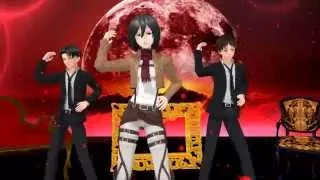 [MMD] [Attack on titan] Gangnam style:Mikasa,Levi,Eren.