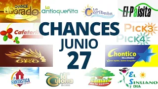 Resultados del Chance del Lunes 27 de Junio de 2022 | Loterias 😱🤑💰💵