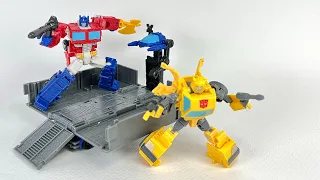 Cool Mini Figures!!! Transformers LEGACY Evolution Core Class Optimus Prime with Trailer & Bumblebee