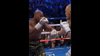 Conor McGregor lands a vicious uppercut on Floyd Mayweather