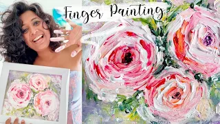 Impasto Peonies Tutorial / Finger Painting / Abstract Flower Painting