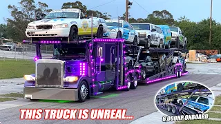 We Hired a Car Hauler and His Truck Was Cooler Than Our 1,500hp Burnout Cars... (INSANE Peterbilt)