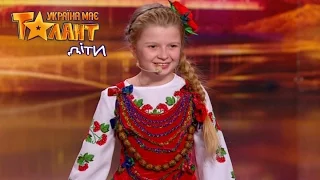 Little girl entertains the audience on Ukraine's Got Talent.