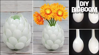 How to make flower vase with plastic spoons | Very Easy & Quicky| DBB