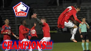 Celebration of the Lille players + Celebration of the Lille fans