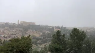 Snow Falls over the Hinnom Valley in Jerusalem, the Holy City, Hell / Gehenna Freezes Over 2021