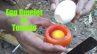 How To Cook An Egg Omelette In A Tomato / Rare Recipe / Wild Survival Style / my village food