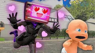 TITAN TV WOMAN in LOVE with Baby!