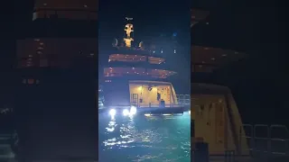 Admiring this super yacht lighting up the night