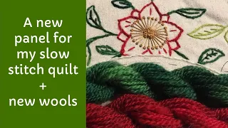 New slow stitch quilt French General Panel + new wools from Nome Schoolhouse #slowstitch @EweTube