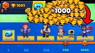 NONSTOP to 1000 TROPHIES Without Collecting TROPHY ROAD! Brawl Stars