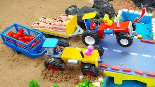 DIY mini tractor heavy trolley stuck in mud with Railway Tunnel science project Part 5@HNDiyTractor