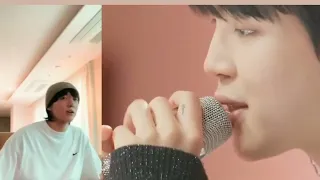 Jungkook reaction to jimin like crazy  (acoustic) on his Weverse Live 💕