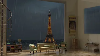 Paris Ambience | Apartment with Eiffel Tower View | Rain & Relaxing Smooth Jazz