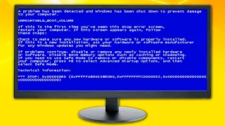 Unmountable Boot Volume BSOD STOP 0x000000ED как исправить