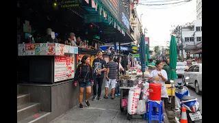 [4K] Walking tour on Sukhumvit road in the evening from Asok to Soi Nana, Bangkok