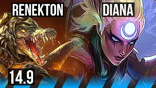 RENEKTON vs DIANA (MID) | 16/3/9, Legendary, Rank 10 Renekton | JP Grandmaster | 14.9
