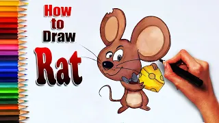 Rat drawing tutorials | How to draw a cartoon rat | Rat drawing step by step