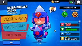 Ultra Driller Jacky Review | Voice Lines | Animation | Gameplay | Concept - Brawl Stars