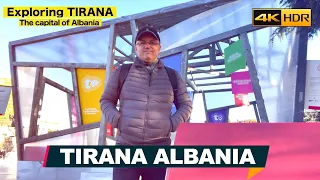 Tirana, Albania - Skanderbeg Square - Rruga e Dibrës, Walking Tour Vlog Tiranë Shqipëri [4K HDR]