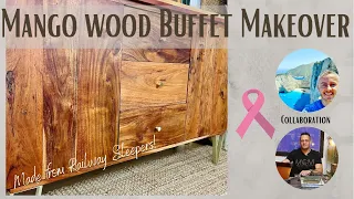 Mango wood buffet made from railway sleepers gets a modern makeover | Breast cancer awareness colab