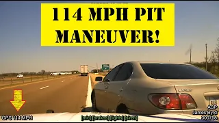 Arkansas State Police successful PIT Maneuver at 114 MPH after HIGH SPEED PURSUIT - car overturns