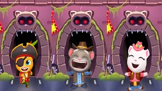 Talking Tom Gold Run - Talking Cowboy Tom VS cowboy Angela VS Pirate Ginger Raccoon Catch Boss Fight