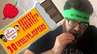 30 CAROLINA REAPER CHOCOLATE BAR CHALLENGE!!  WORLD'S HOTTEST CHOCOLATE BAR EVER!!  HOT REVIEWS!!